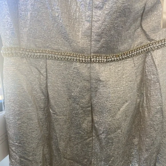 Mac Duggal Asymmetrical Silver Skirt